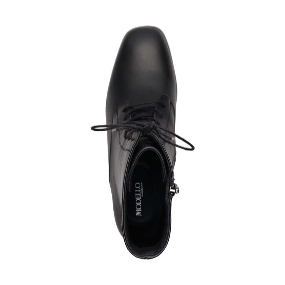 【撥水仕様】モデロ MODELLO 5.5cmヒール レースアップショートブーツ  DML5503 BLACK 23.0
