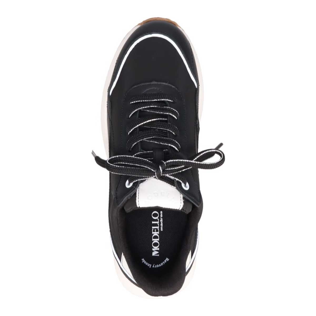 モデロ MODELLO 「リカバリーインソール」搭載で指圧効果により血行を115％促進。Recovery軽量ソールナイロンスニーカー　DML6067R BLACK 23.0