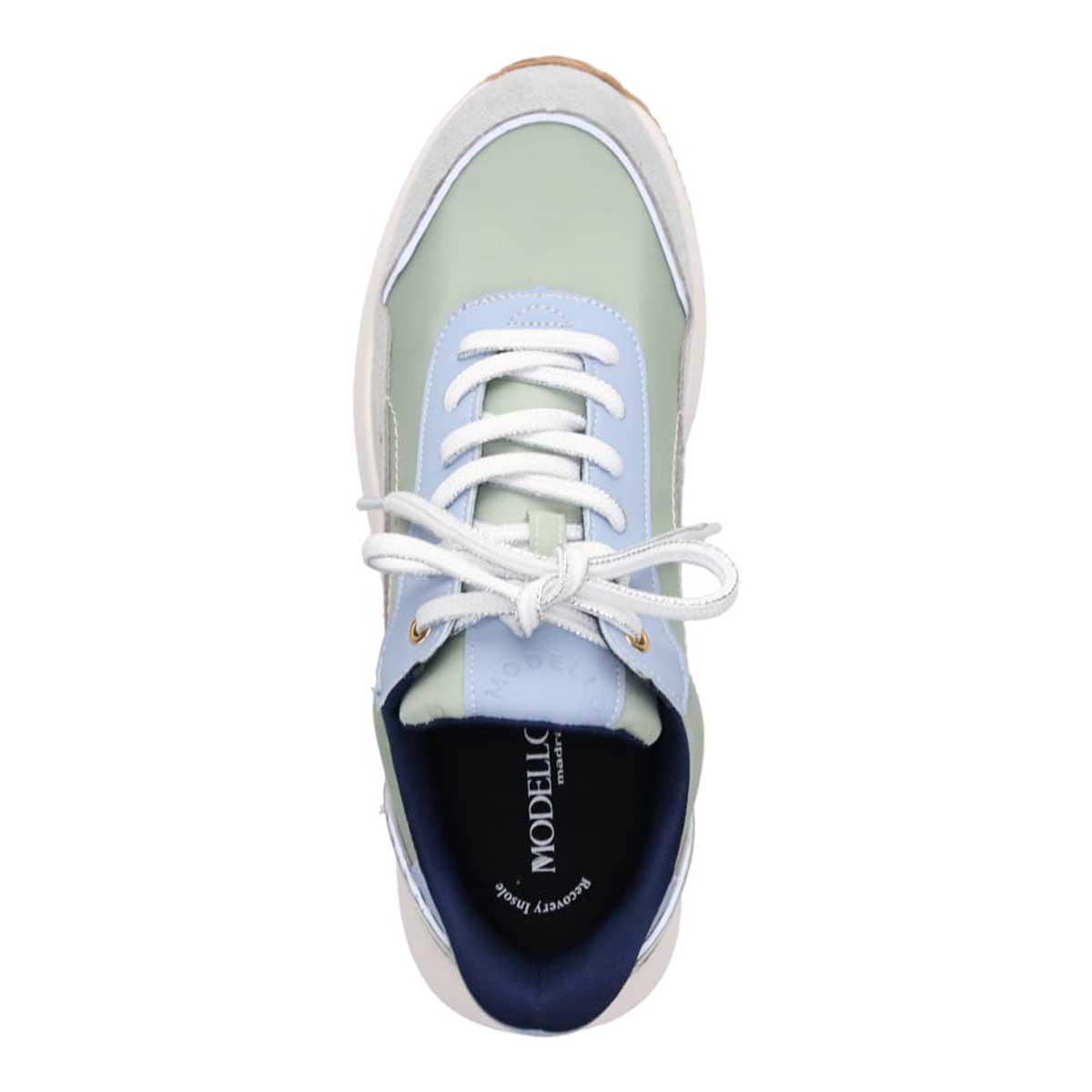 モデロ MODELLO 「リカバリーインソール」搭載で指圧効果により血行を115％促進。Recovery軽量ソールナイロンスニーカー　DML6067R GREEN 23.0