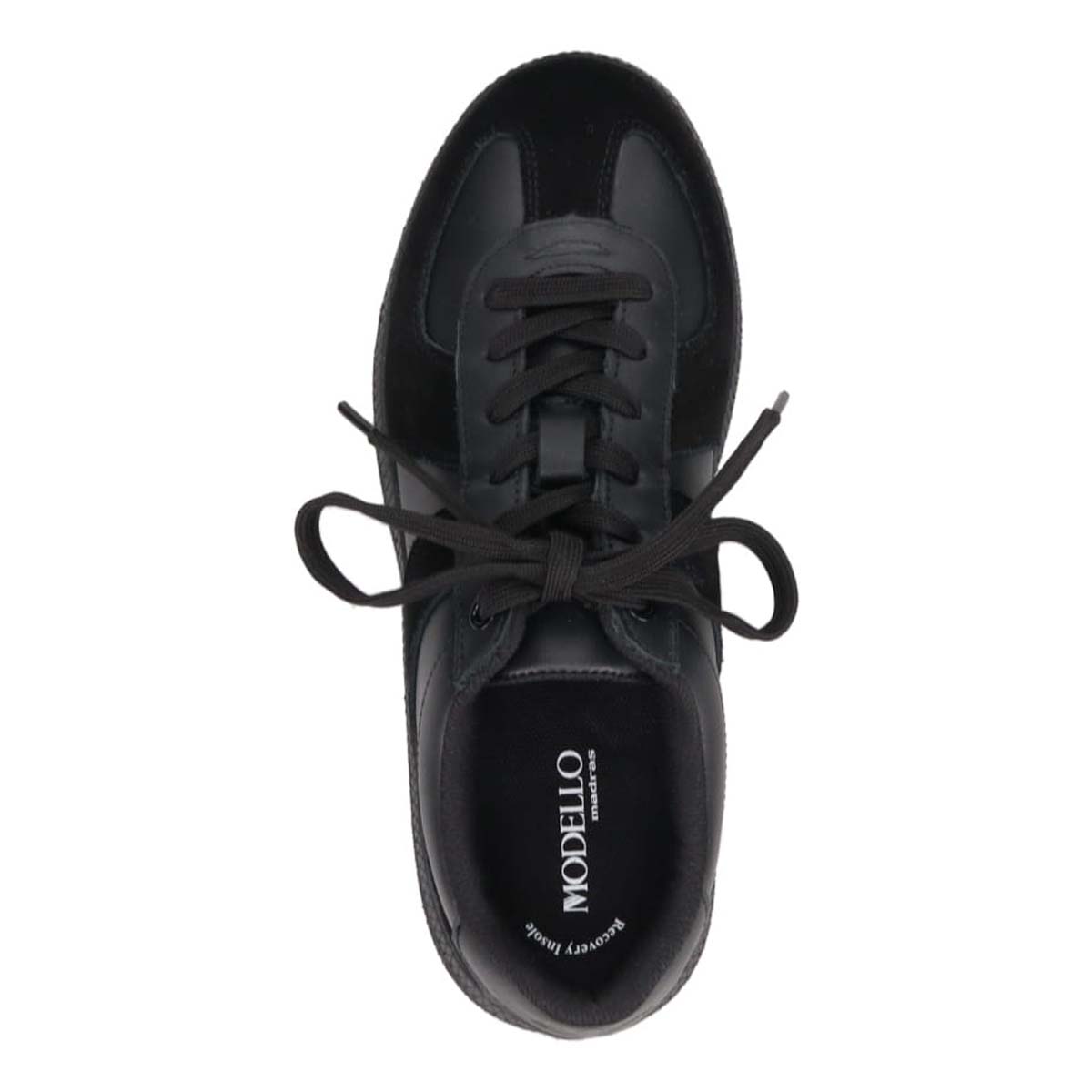 モデロ MODELLO 「リカバリーインソール」搭載で指圧効果により血行を115％促進。Recoveryジャーマントレーナー 　DML6068R BLACK 23.0