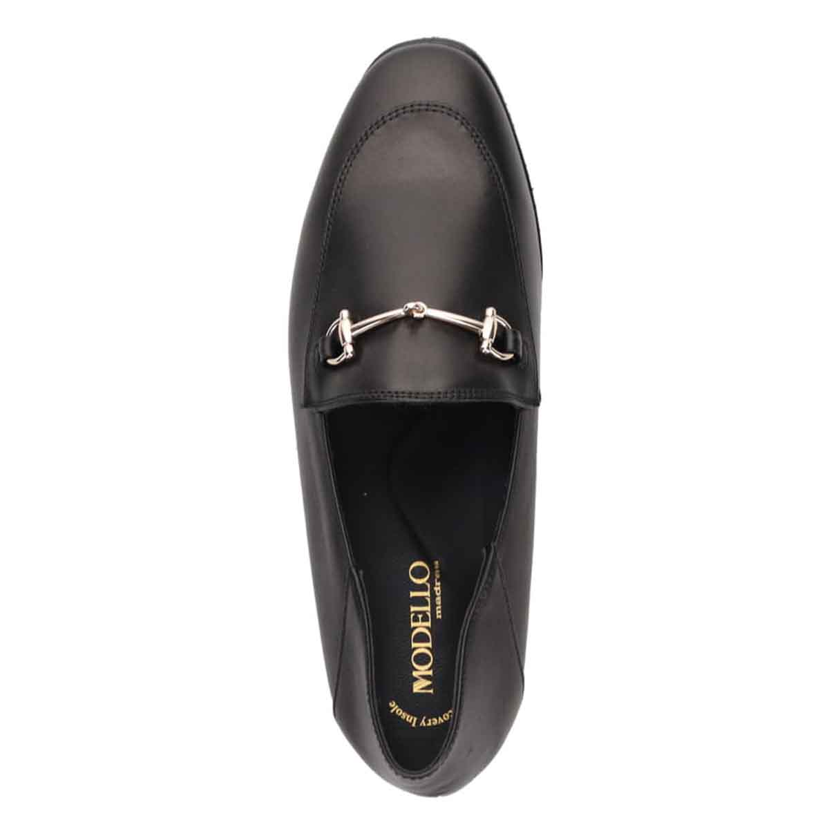 【撥水仕様】モデロ MODELLO 「Recovery Shiatsu Insole」搭載で指圧効果により血行をよくする。1.5cmヒール ビットローファー  DML8812XR BLACK 23.0