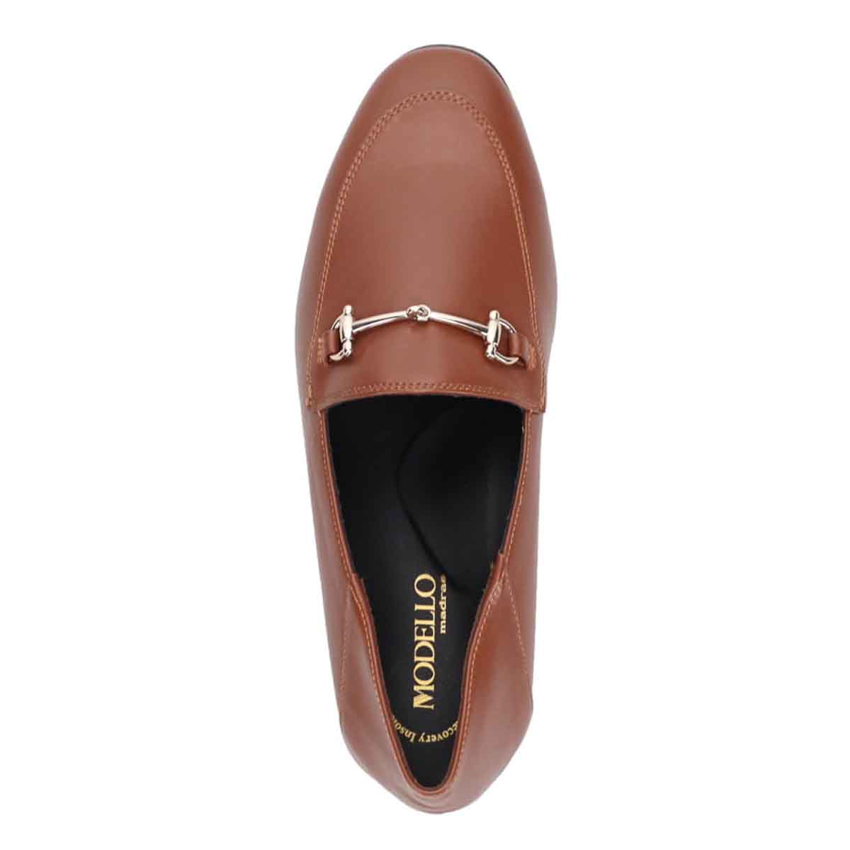 【撥水仕様】モデロ MODELLO 「Recovery Shiatsu Insole」搭載で指圧効果により血行をよくする。1.5cmヒール ビットローファー  DML8812XR BROWN 23.0