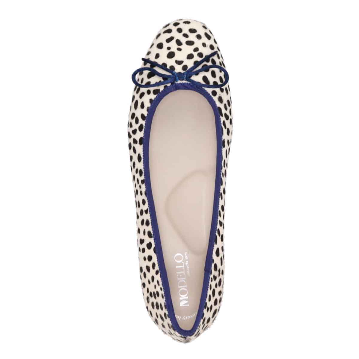 【撥水仕様】モデロ MODELLO 「Recovery Shiatsu Insole」搭載で指圧効果により血行を115％促進。 0.5ｃｍヒール バレエシューズ  DML8814R WHITE-PR 23.0