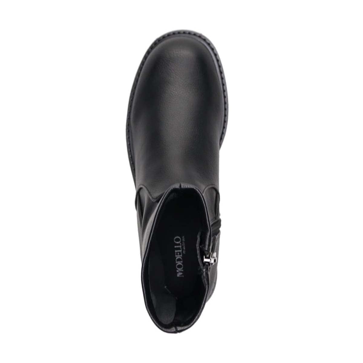 【撥水仕様】モデロ MODELLO 3.5cmヒール タンクソールショートブーツ  DML8820 BLACK 23.0