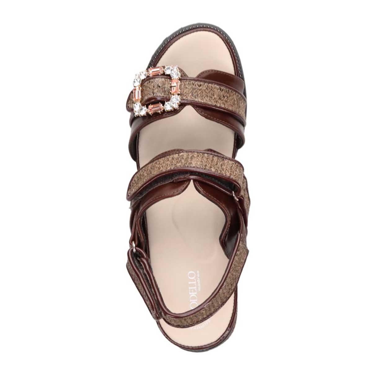 モデロ MODELLO 「リカバリーインソール」搭載で指圧効果により血行を115％促進。Recoveryエレガンスカジュアルサンダル　DML8830R D-BROWN M　(23.0～23.5)