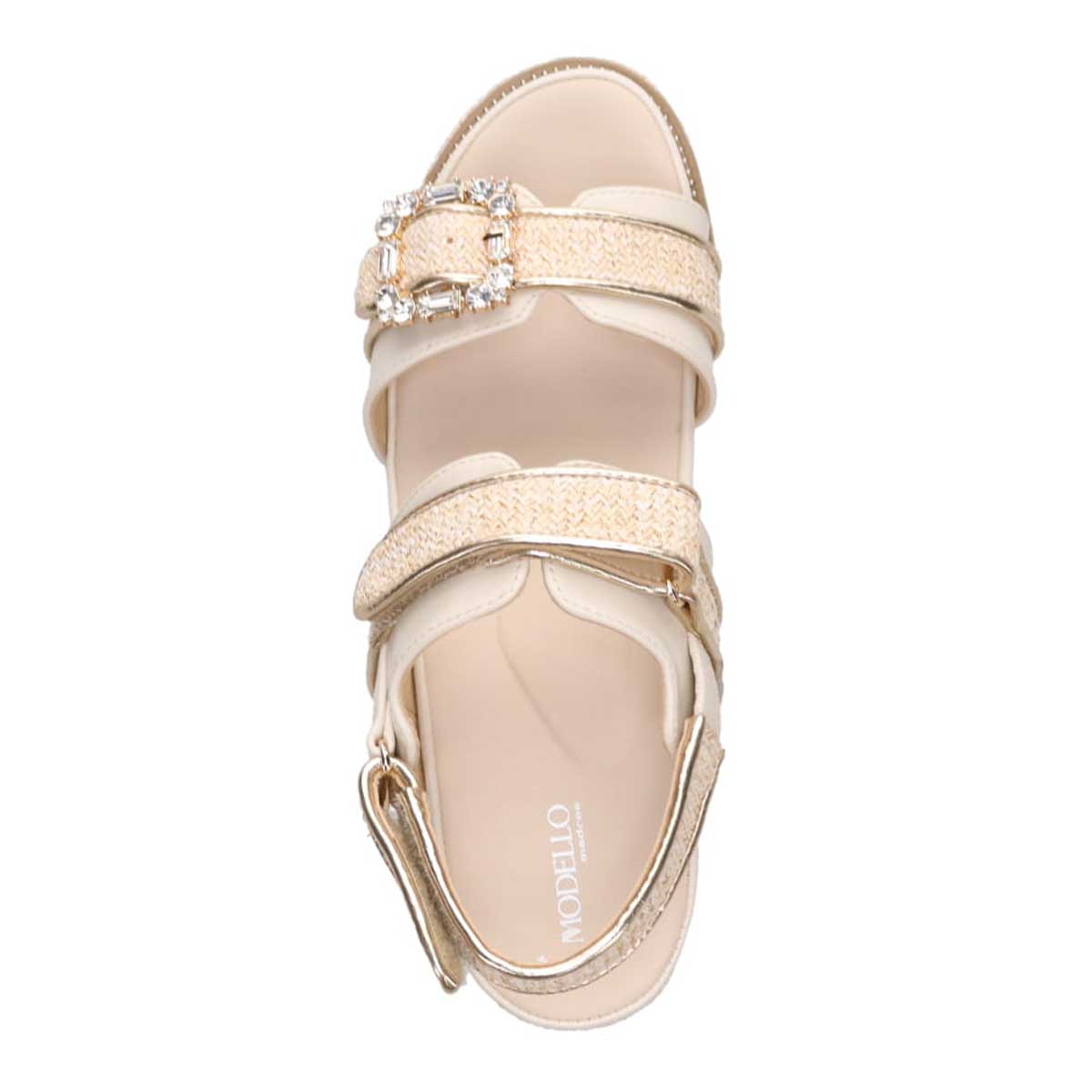 モデロ MODELLO 「リカバリーインソール」搭載で指圧効果により血行を115％促進。Recoveryエレガンスカジュアルサンダル　DML8830R WHITE M　(23.0～23.5)