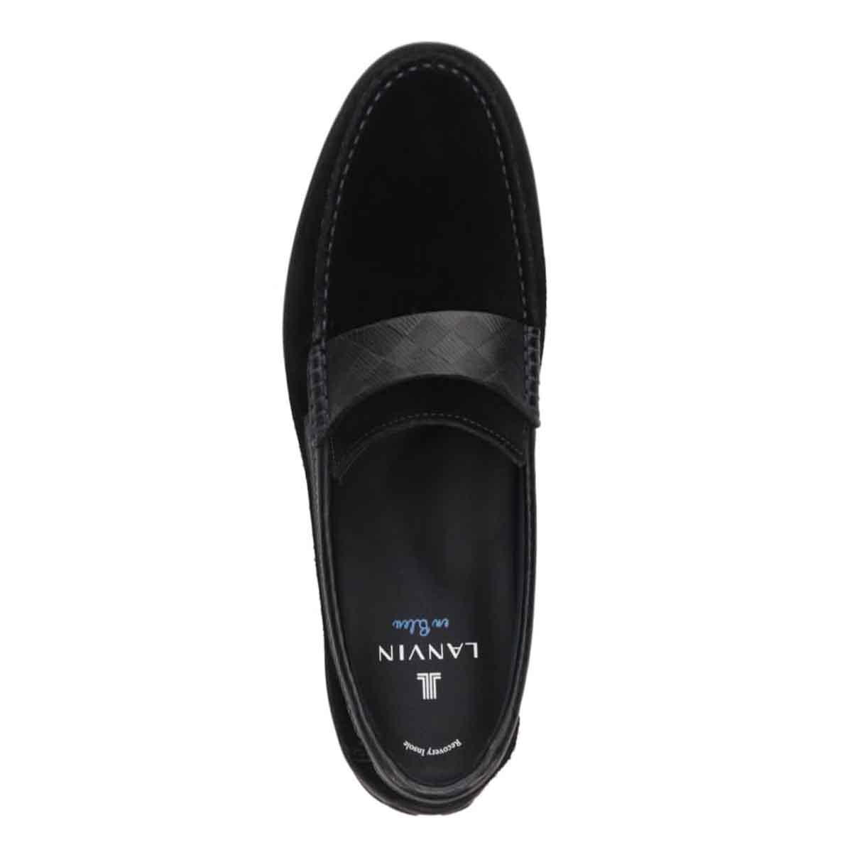 ランバンオンブルー LANVIN en Bleu 「Recovery Shiatsu Insole」搭載で指圧効果により血行をよくする。レザーカジュアルローファー　EB5000XR BLACK-VELOURS 25.0