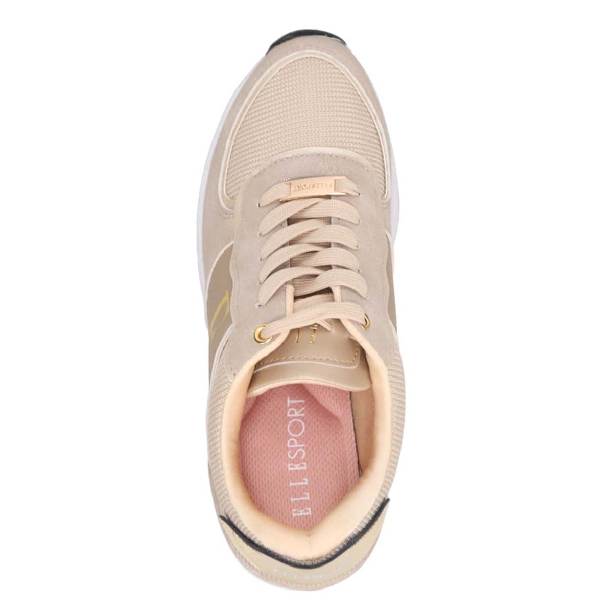【BLACK LABEL】エル スポーツ ELLESPORT スッと履けるクイックフィット　レイン仕様  ニットレースアップスニーカー　ESP12595 BEIGE-M 23.0