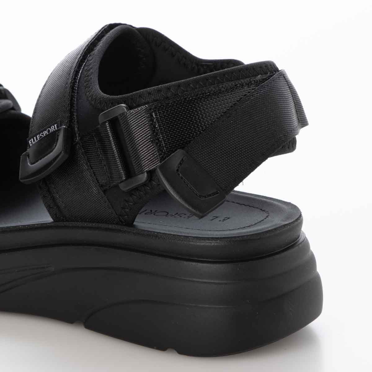 エル スポーツ ELLESPORT 　2本ベルト厚底スポーツサンダル　ESP12607 BLACK M（23～23.5ｃｍ）