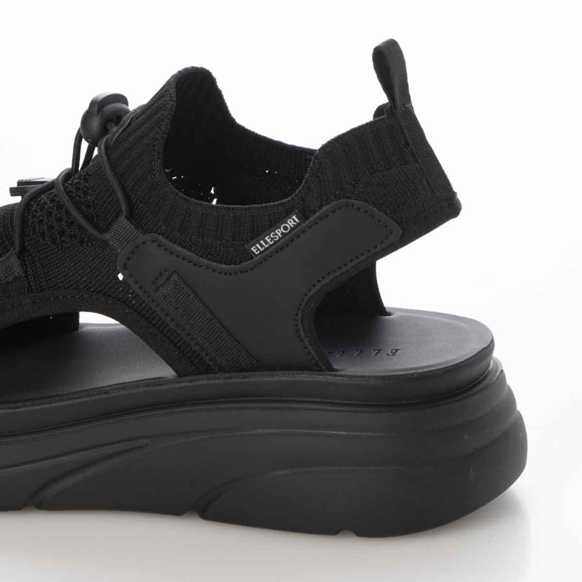 エル スポーツ ELLESPORT 　レースアップニット厚底スポーツサンダル　ESP12608 BLACK M（23～23.5ｃｍ）