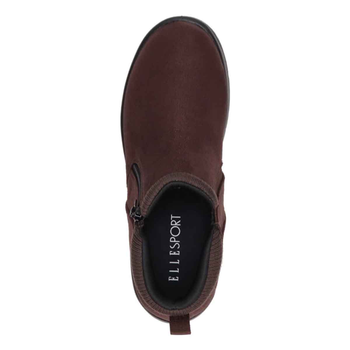 【4cm4時間防水設計】エル スポーツ ELLESPORT サイドファスナーショートブーツ ESP12610 D-BROWN-SILKY 23.0