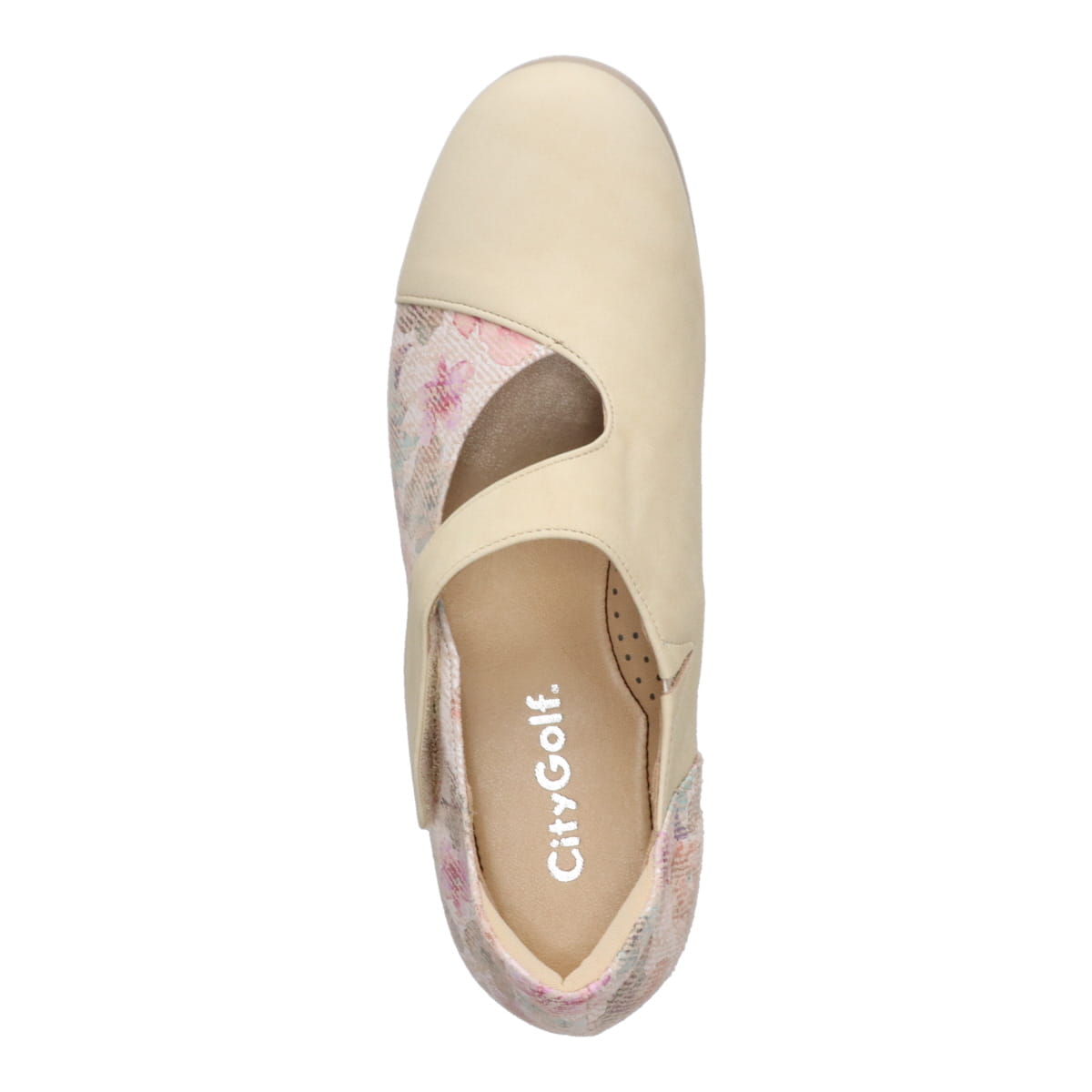 シティゴルフ Ｃｉｔｙ　Ｇｏｌｆ フラワープリントが華やかなワンストラップ カジュアルシューズ　GFL5297 BEIGE/C 23.0