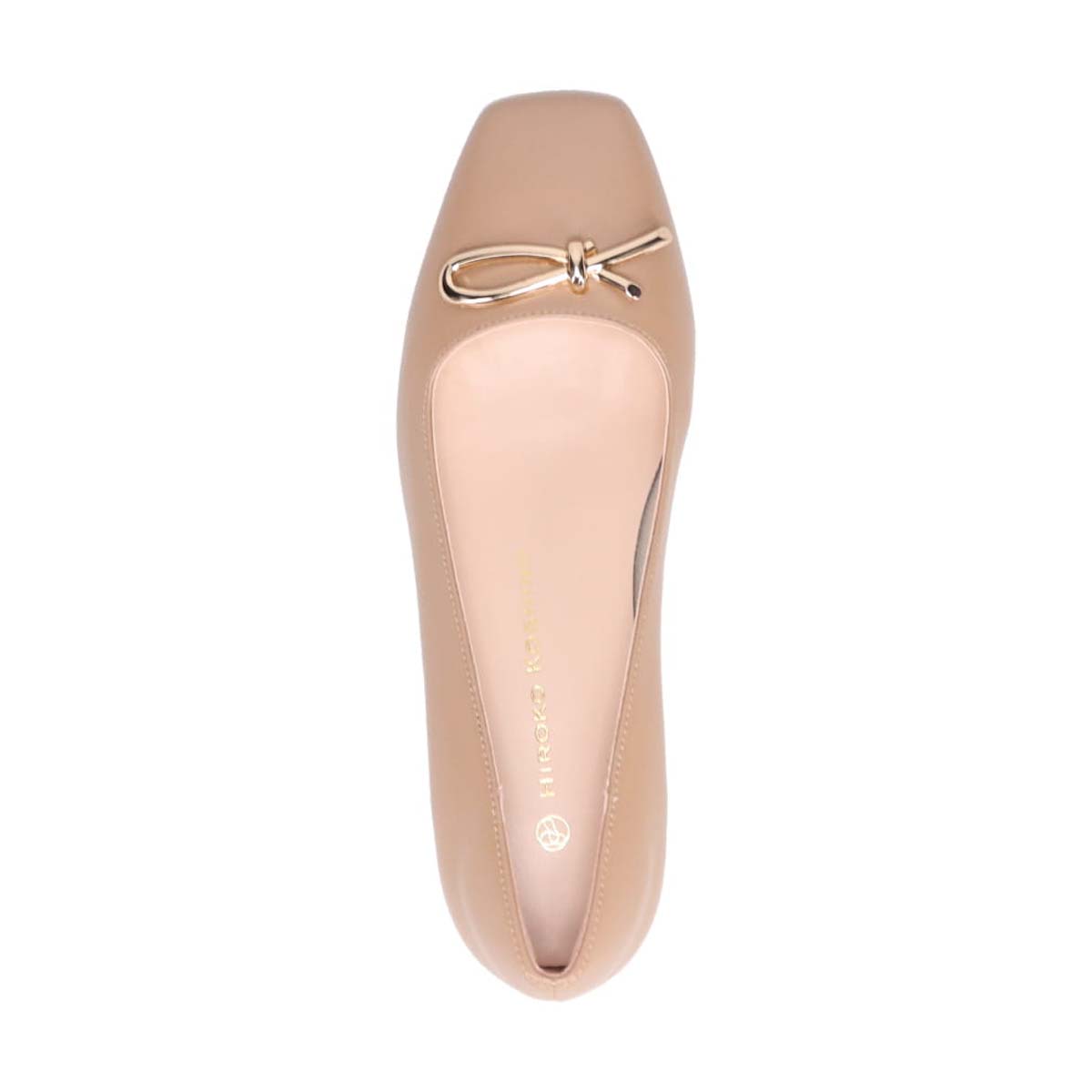 HIROKO KOSHINO　メタルリボンの上品さと歩きやすさを両立したスクエアトゥパンプス　HKL2700 BEIGE 23.0