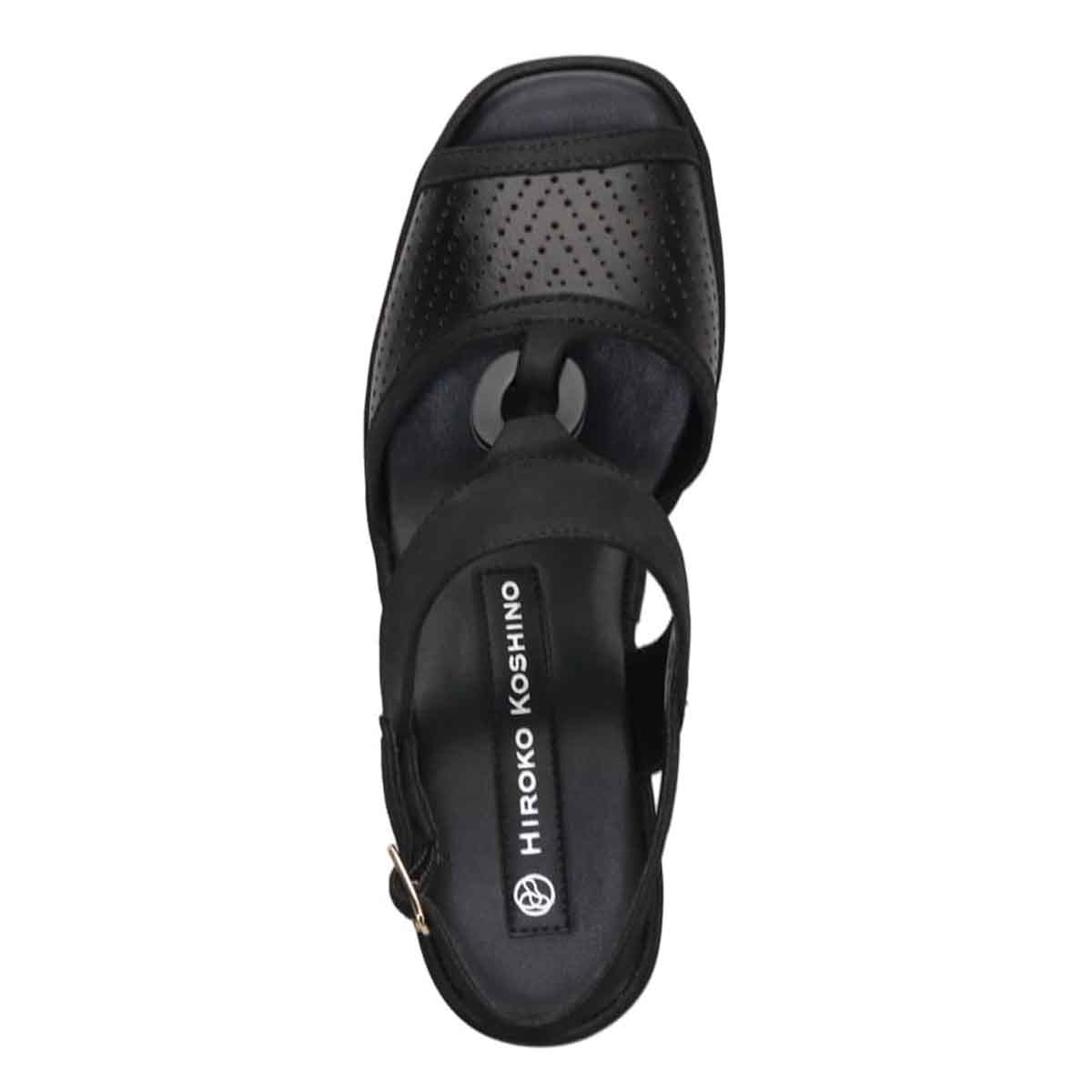 HIROKO KOSHINO バックストラップウェッジサンダル　HKL7528 BLACK M　(23.0～23.5)