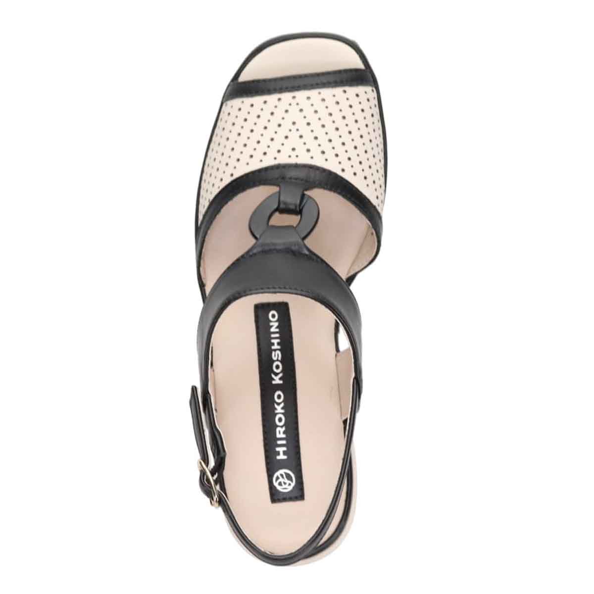 HIROKO KOSHINO バックストラップウェッジサンダル　HKL7528 IVORY/BLACK M　(23.0～23.5)
