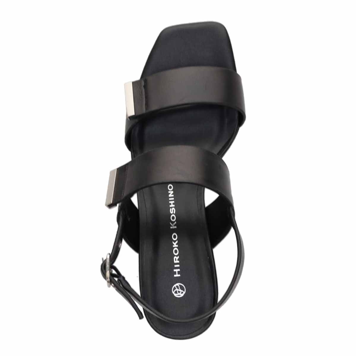 HIROKO KOSHINO 安定の太めヒール バックストラップ 5.5cmヒールサンダル　HKL8009 BLACK 23