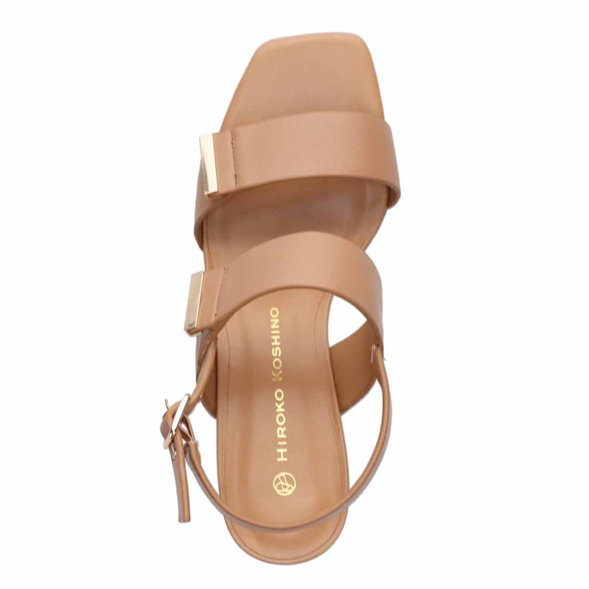 HIROKO KOSHINO 安定の太めヒール バックストラップ 5.5cmヒールサンダル　HKL8009 BROWN 23