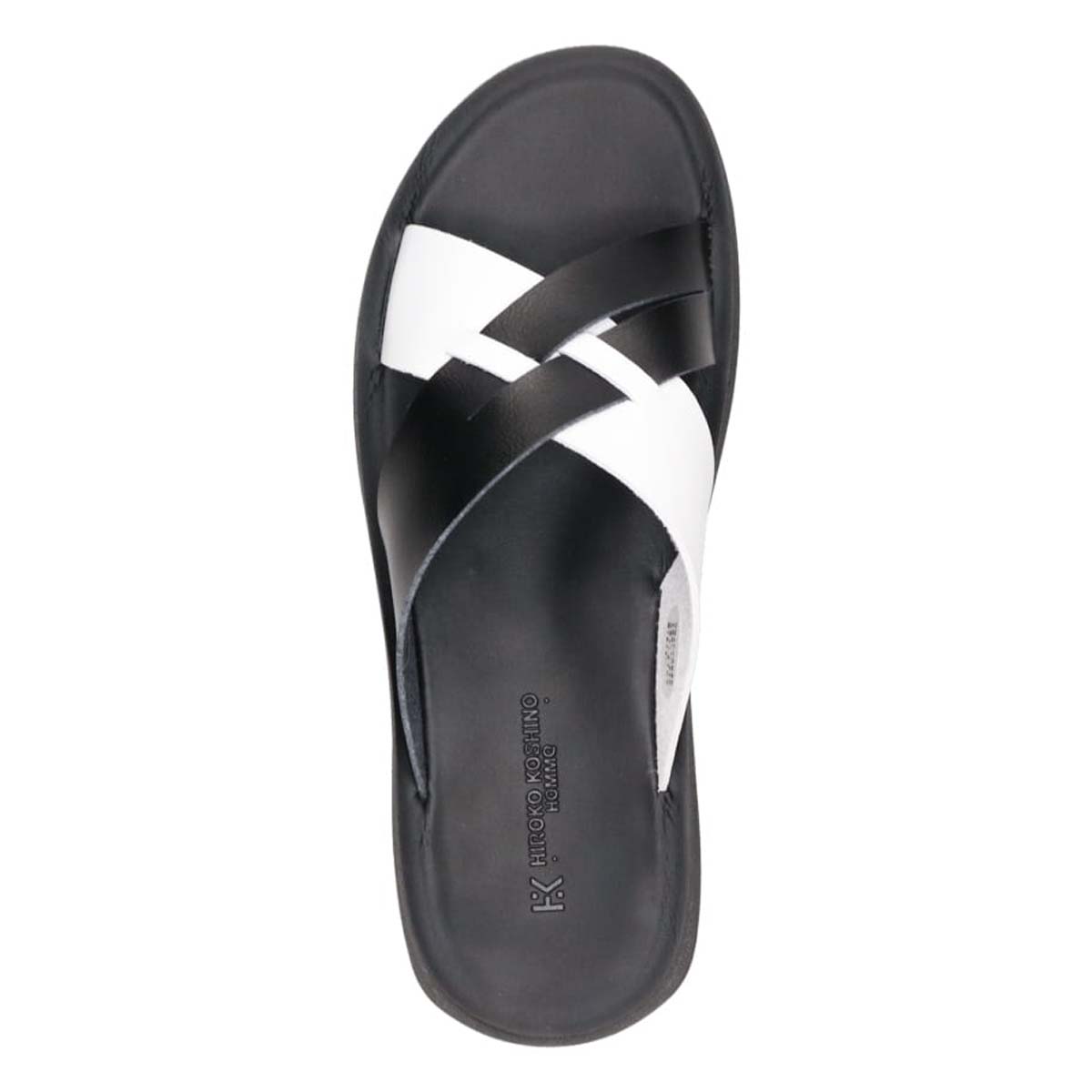 HIROKO KOSHINO HOMME  メンズ フラットサンダル　HR5911 BLACK/WHITE M（25～25.5）