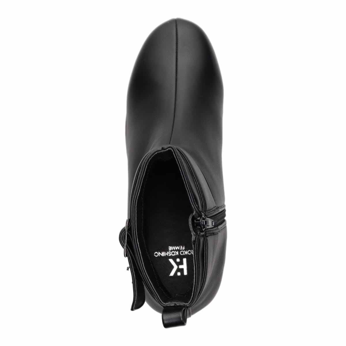 【撥水加工】HIROKO KOSHINO FEMME　ウェーブソール カジュアルショートブーツ　HRL1002 BLACK M　(23.0～23.5)