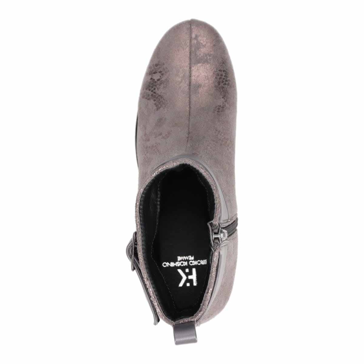 【撥水加工】HIROKO KOSHINO FEMME　ウェーブソール カジュアルショートブーツ　HRL1002 GRAY-PR M　(23.0～23.5)