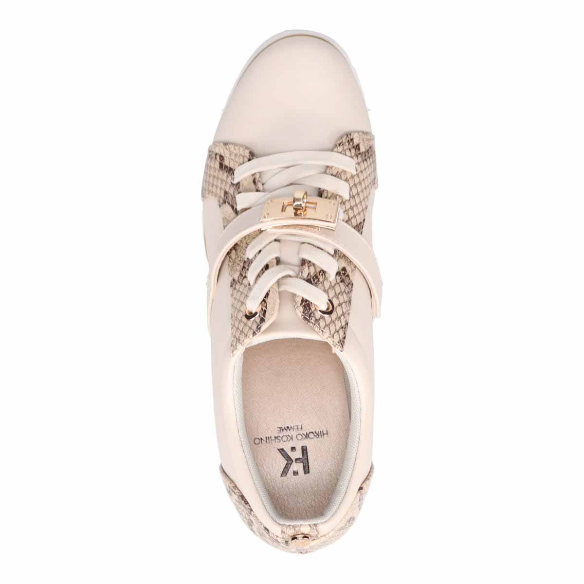【撥水加工】HIROKO KOSHINO FEMME　きれいめカジュアルスニーカー　HRL1003 BEIGE M　(23.0～23.5)