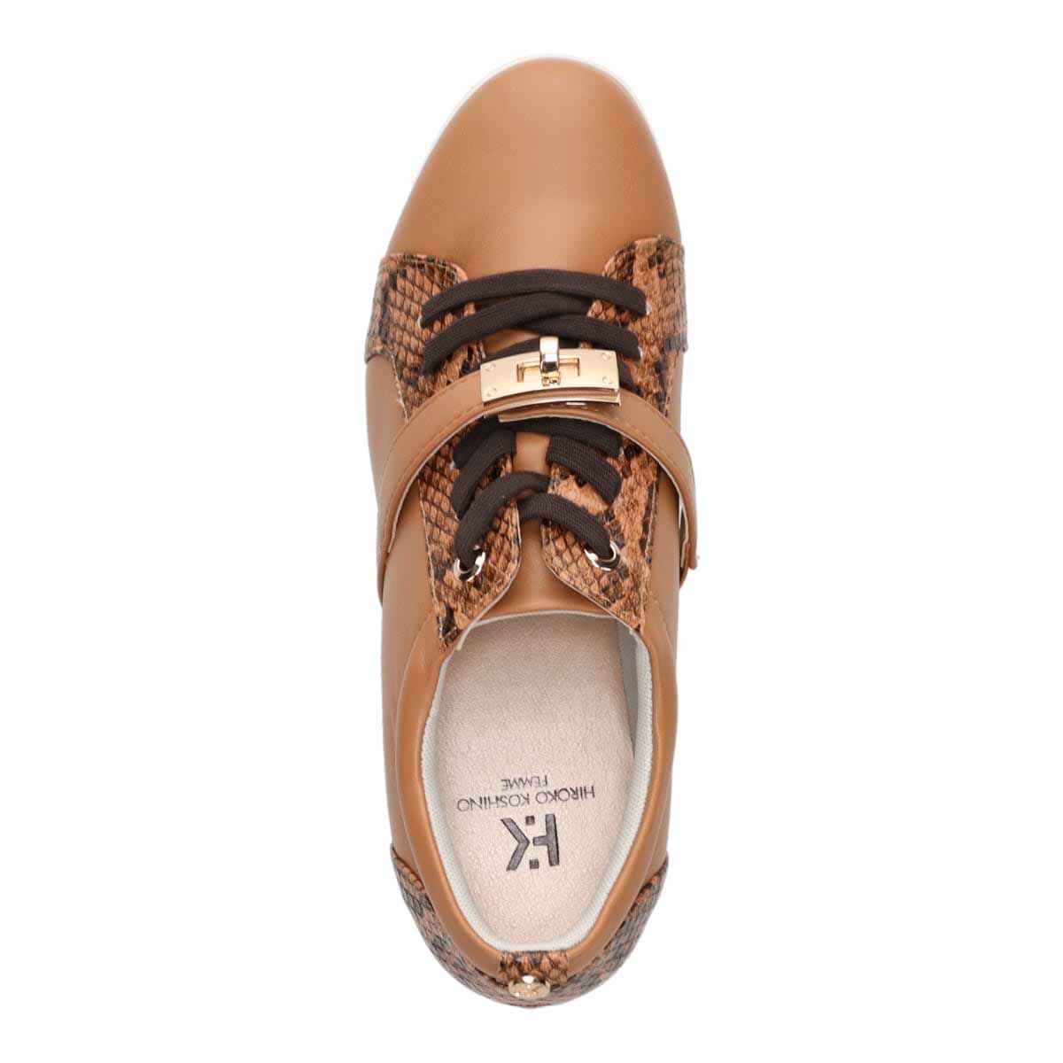 【撥水加工】HIROKO KOSHINO FEMME　きれいめカジュアルスニーカー　HRL1003 CAMEL M　(23.0～23.5)
