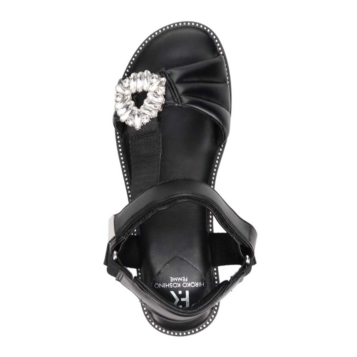 HIROKO KOSHINO FEMME　スポーツテイストのビジューサンダル　HRL1007 BLACK M　(23.0～23.5)