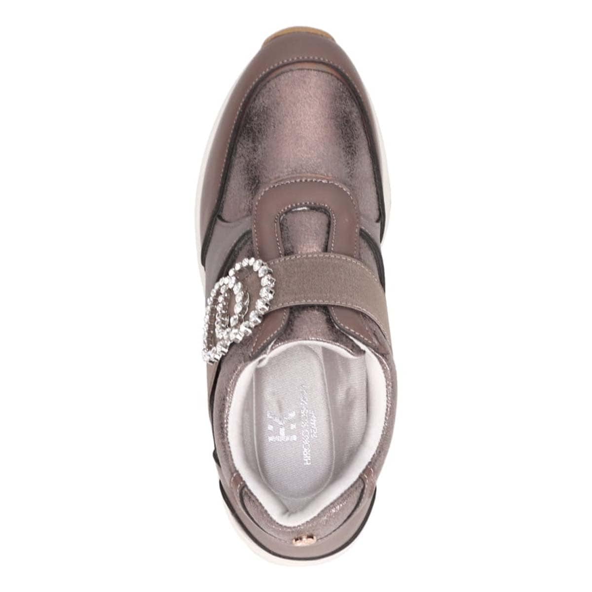 HIROKO KOSHINO FEMME　ラインストーンバックル付き エレガントスニーカー　HRL2025 OAK/C 23.0