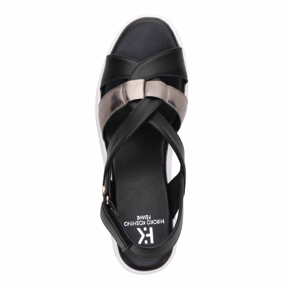 HIROKO KOSHINO FEMME クロスベルトウェッジサンダル HRL2028 BLACK 23.0