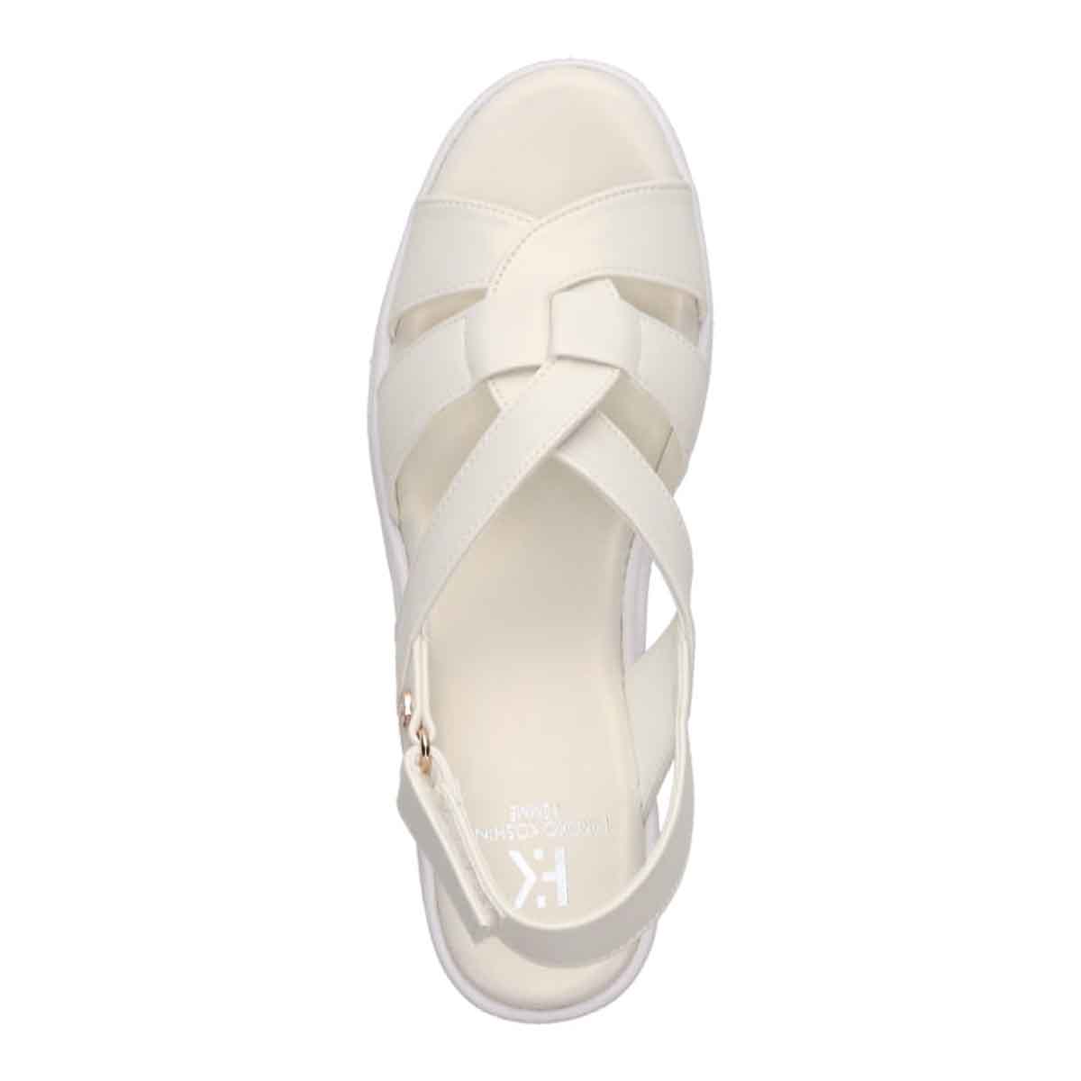 HIROKO KOSHINO FEMME クロスベルトウェッジサンダル HRL2028 IVORY 23.0