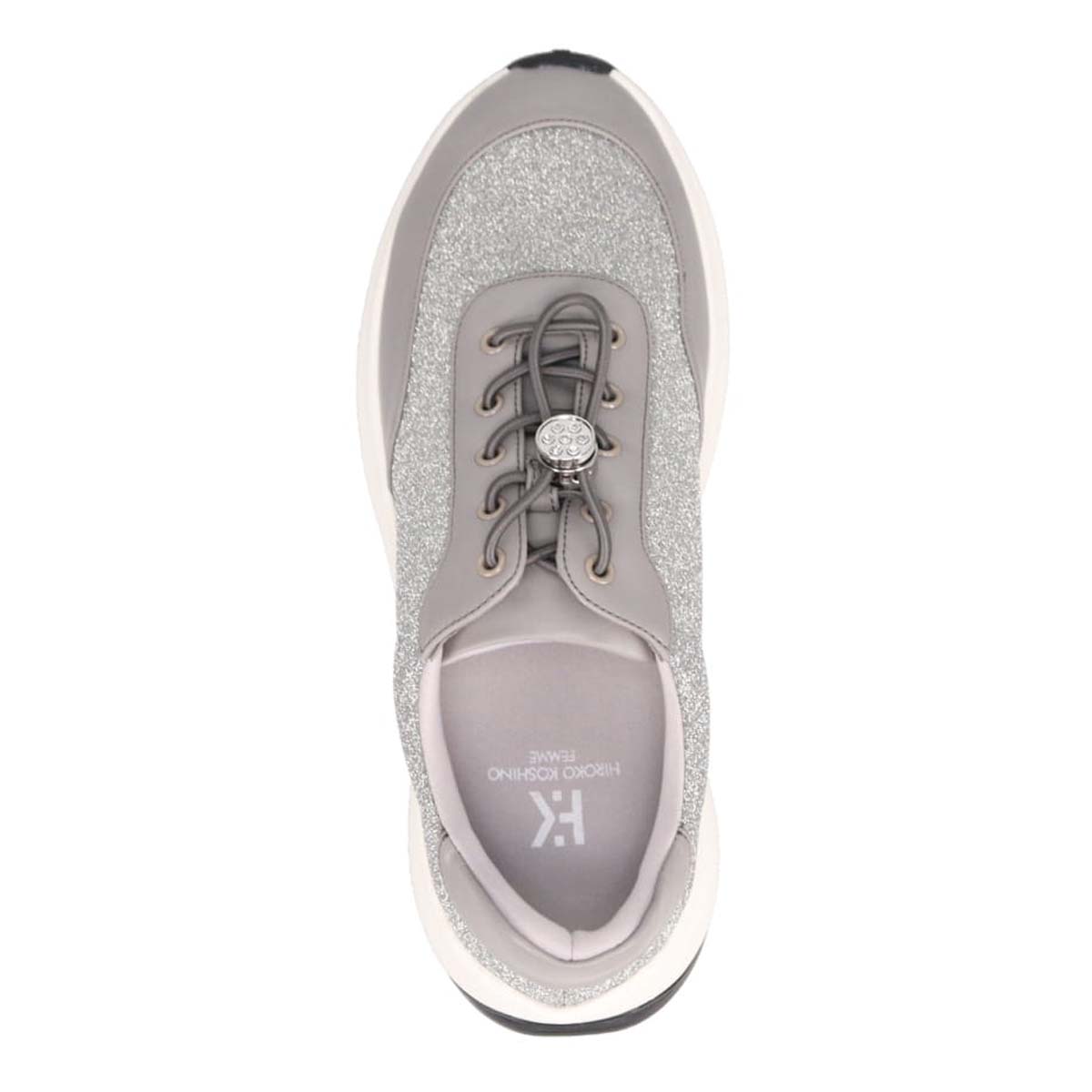 HIROKO KOSHINO FEMME グリッターとラインストーンで華やかなスニーカー　HRL5003 L-GRAY 23.0