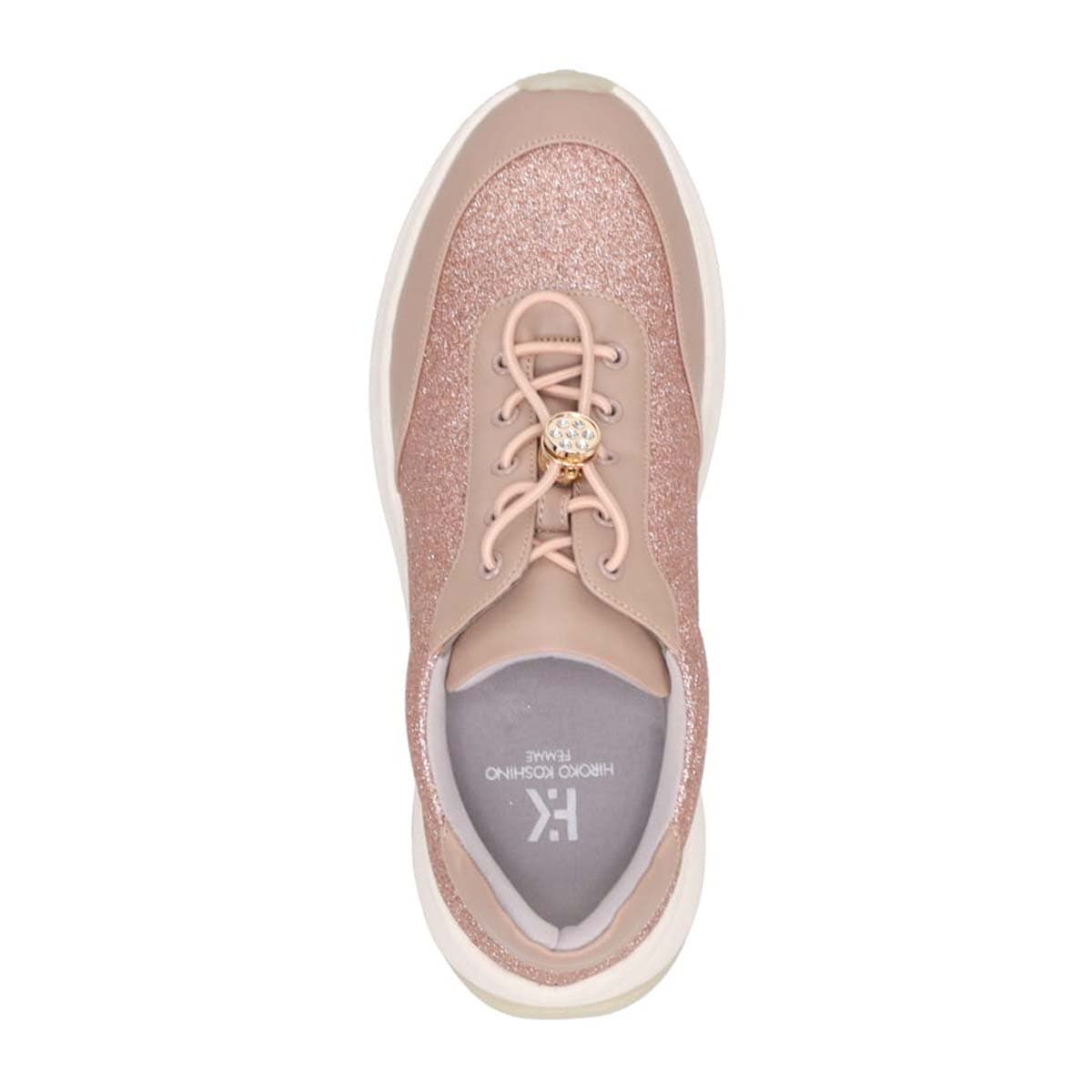 HIROKO KOSHINO FEMME グリッターとラインストーンで華やかなスニーカー　HRL5003 L-PINK 23.0