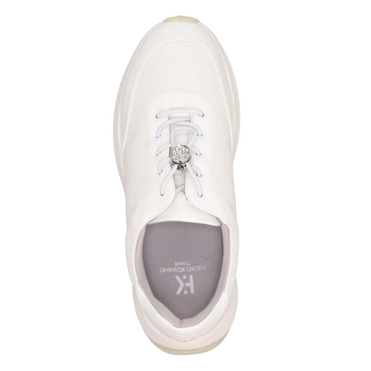 HIROKO KOSHINO FEMME グリッターとラインストーンで華やかなスニーカー　HRL5003 WHITE 23.0