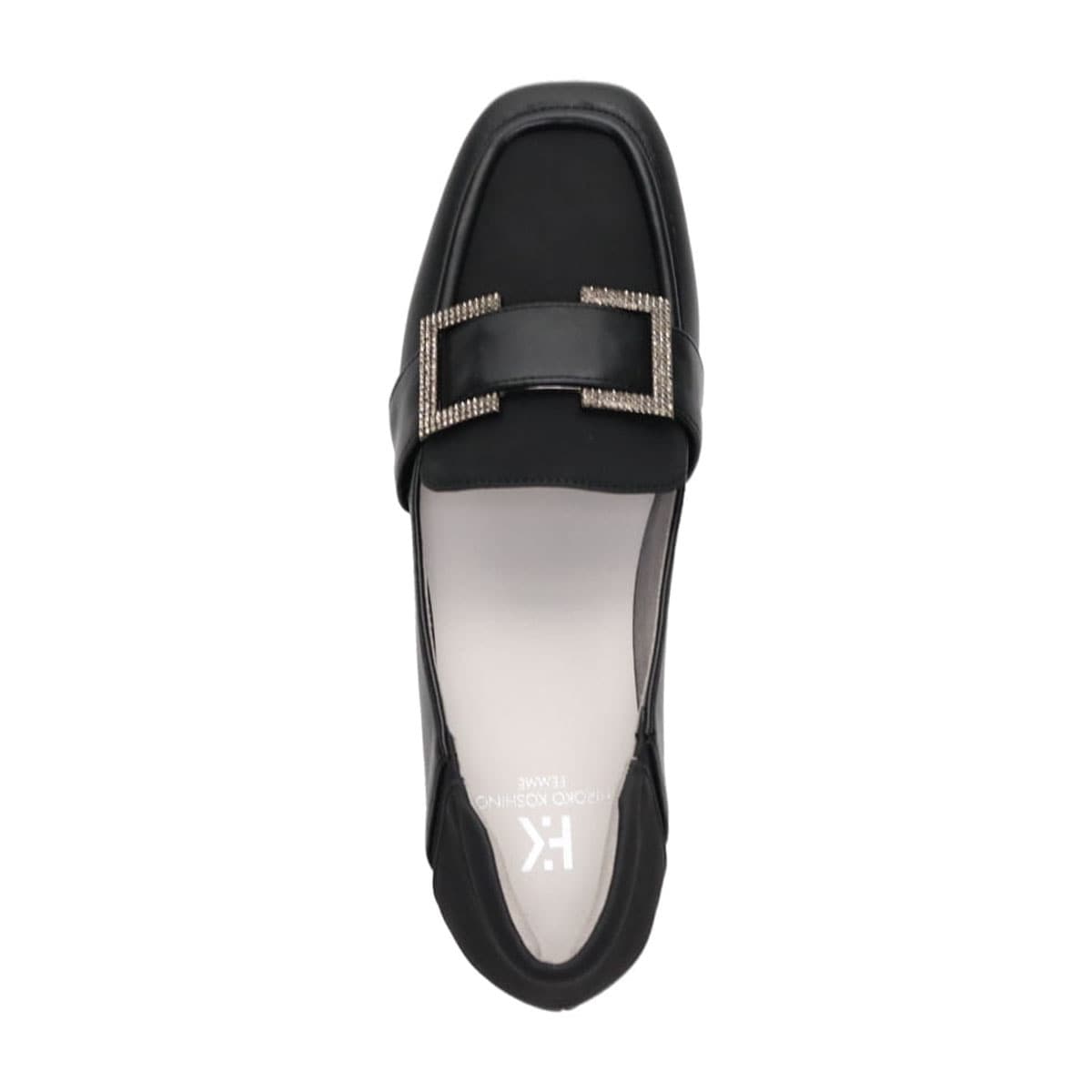 HIROKO KOSHINO FEMME　足元に華やぎと上品さを ヌバック×スムース素材 コンビローファー　HRL5004 BLACK 23.0