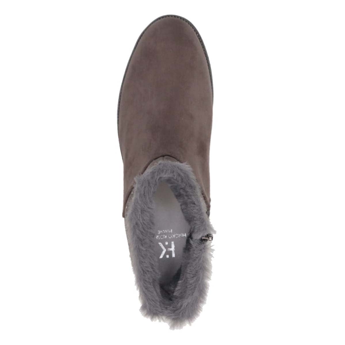 HIROKO KOSHINO FEMME　あたたかさと華やかさを両立 ファー付きスエードショートブーツ　HRL5006 GRAY 23.0