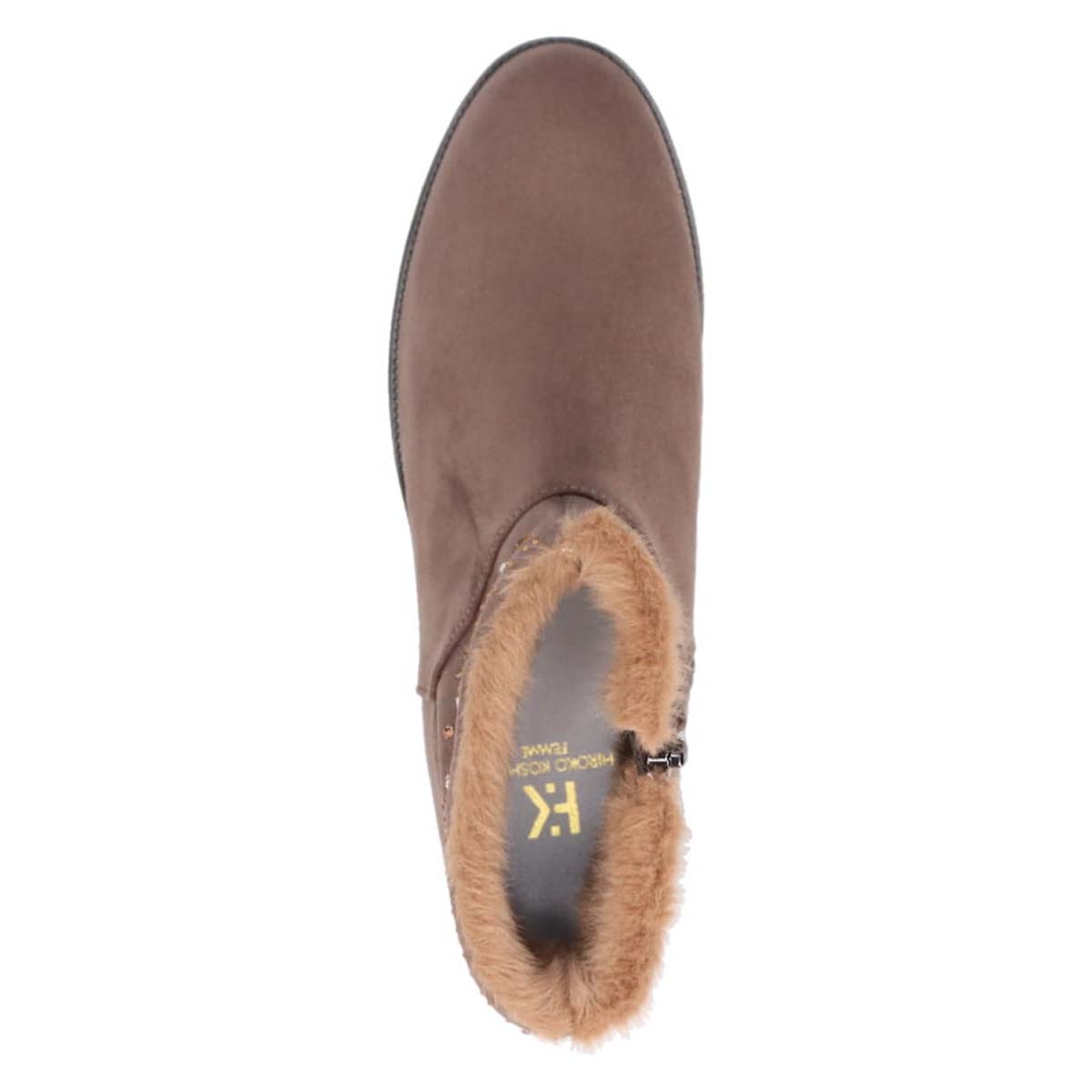 HIROKO KOSHINO FEMME　あたたかさと華やかさを両立 ファー付きスエードショートブーツ　HRL5006 OAK 23.0