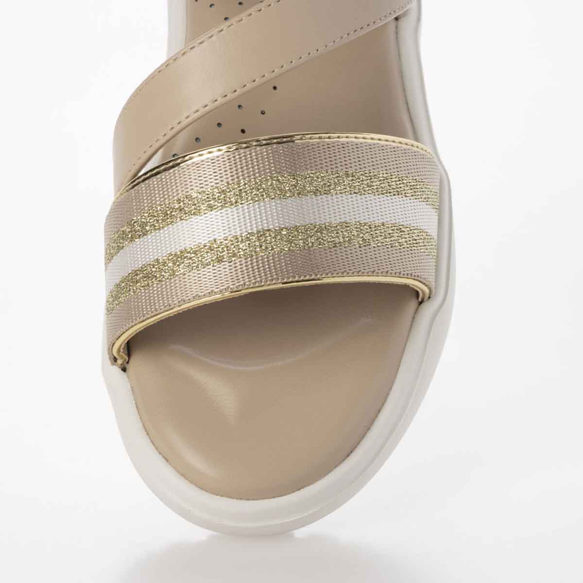 HIROKO KOSHINO FEMME スポーティーを華やかに。キラキラ輝くコードで魅せる大人スポーツサンダル　HRL7001 BEIGE M　(23.0～23.5)