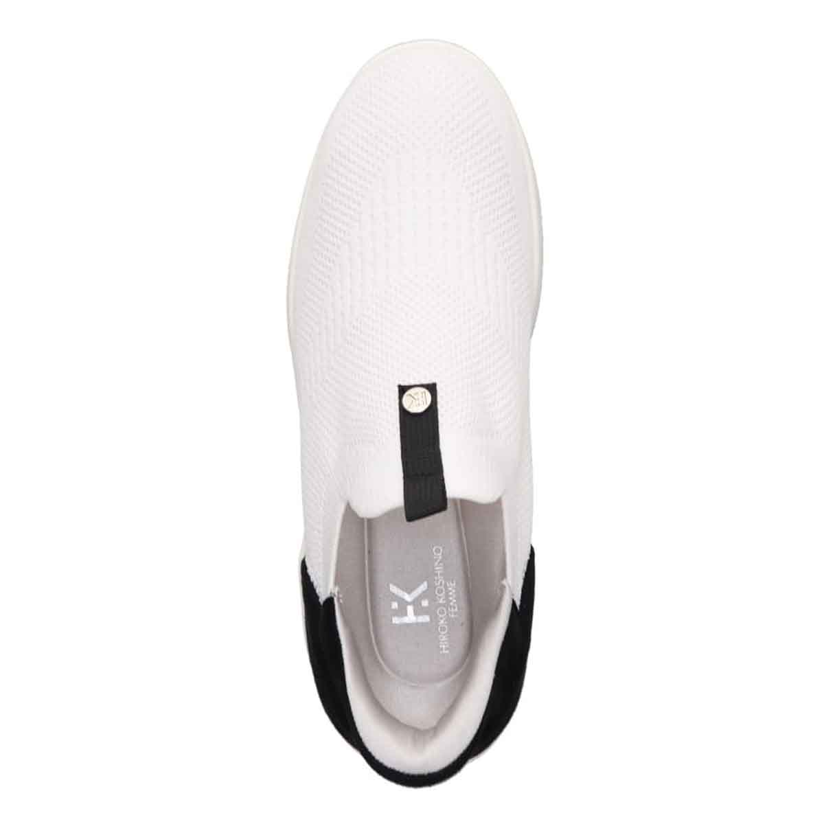 HIROKO KOSHINO FEMMEシンプルニットのスリッポンスニーカー HRL9000 WHITE/BLACK 23.0