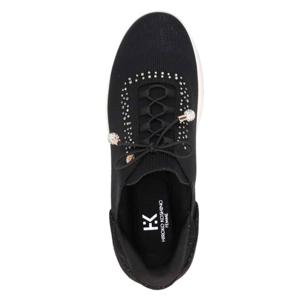 HIROKO KOSHINO FEMME ラメニットの大人可愛いスニーカー HRL9002 BLACK 23.0