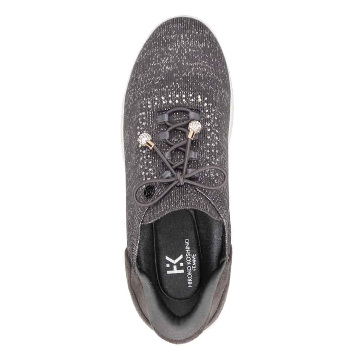 HIROKO KOSHINO FEMME ラメニットの大人可愛いスニーカー HRL9002 GRAY 23.0