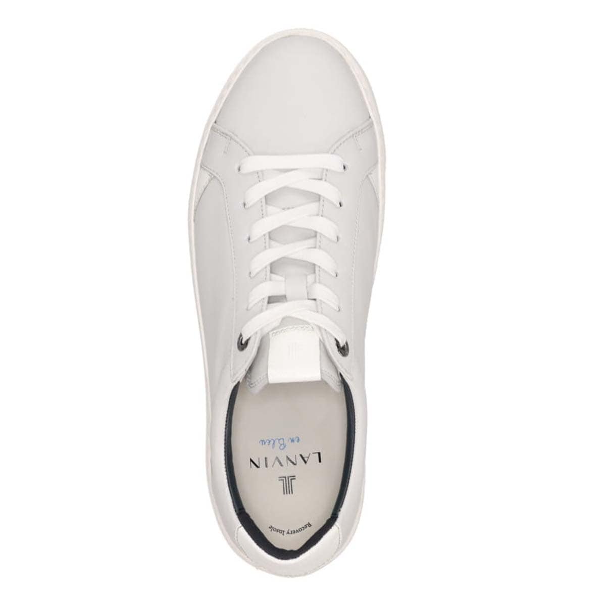 ランバンオンブルー LANVIN en Bleu 「リカバリーインソール」搭載で指圧効果により血行を115％促進。レザー×ニットコンビスニーカー　LB1003XR WHITE 25.0