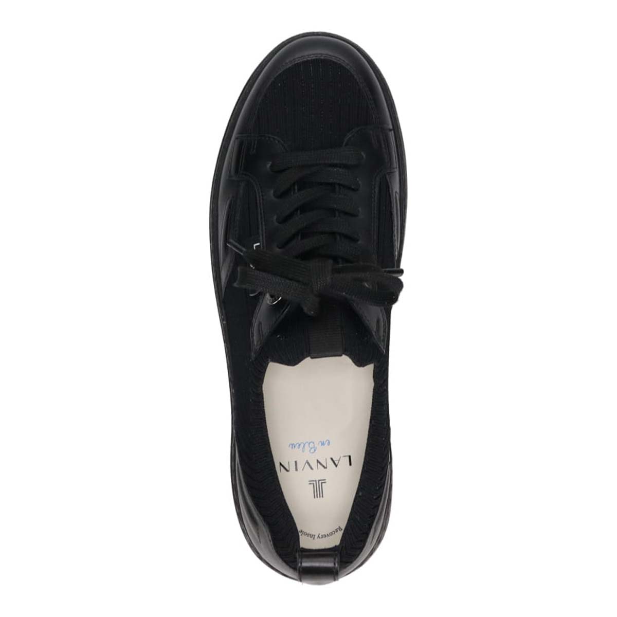 ランバンオンブルー LANVIN en Bleu 「リカバリーインソール」搭載で指圧効果により血行を115％促進。ニットスニーカー　LB1005XR BLACK 25.0