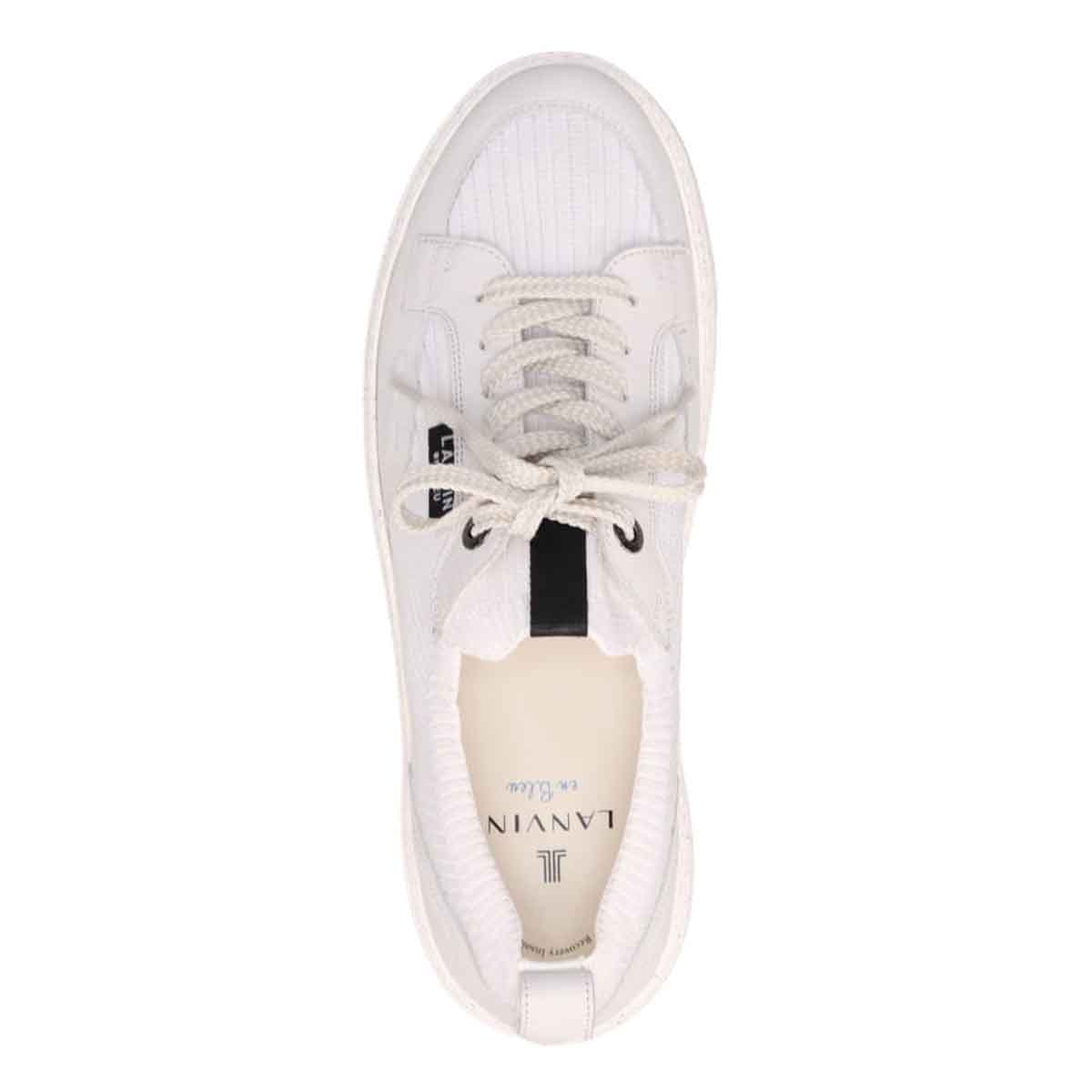 ランバンオンブルー LANVIN en Bleu 「リカバリー指圧インソール」搭載で指圧効果により血行を115％促進。ニットスニーカー　LB1005XR WHITE 25.0