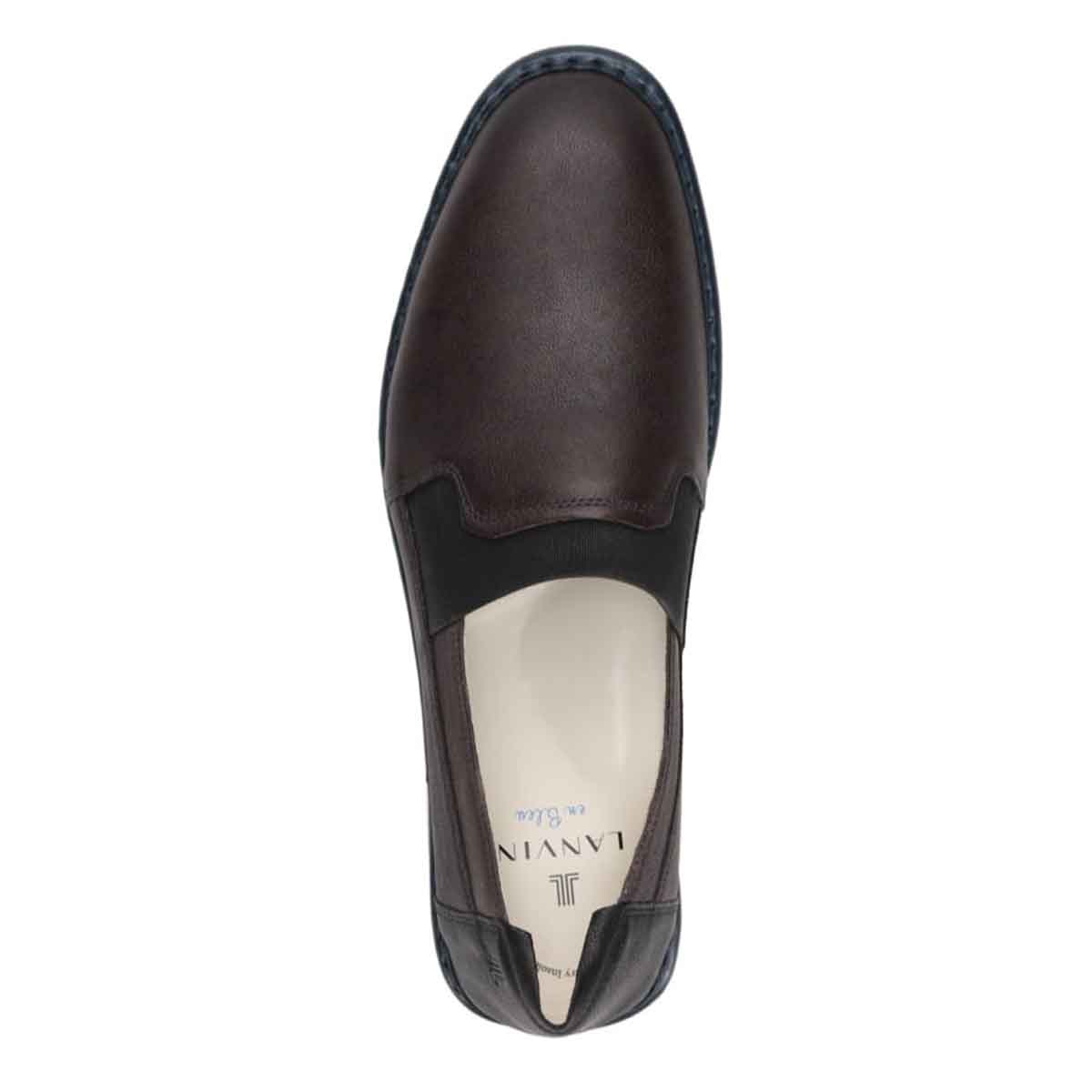 ランバンオンブルー LANVIN en Bleu 「Recovery Shiatsu Insole」搭載で指圧効果により血行をよくする。LANVIN en Bleu　ローファースリップオンシューズ  LB1015XR D-GRAY 25.0