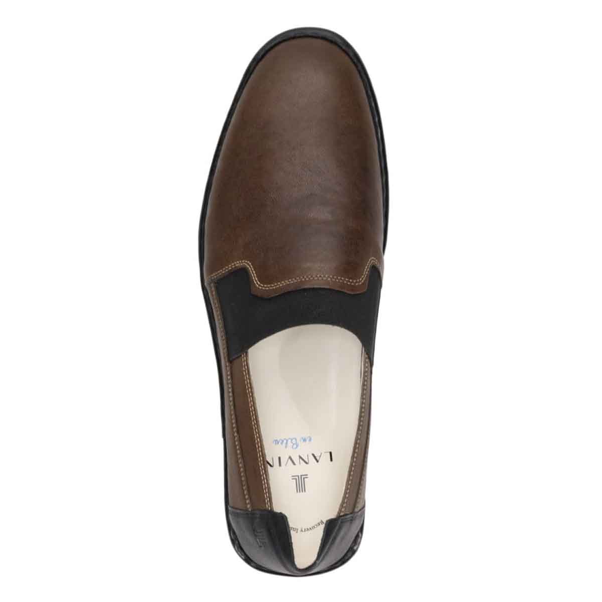 ランバンオンブルー LANVIN en Bleu 「Recovery Shiatsu Insole」搭載で指圧効果により血行をよくする。LANVIN en Bleu　ローファースリップオンシューズ  LB1015XR KHAKI 25.0