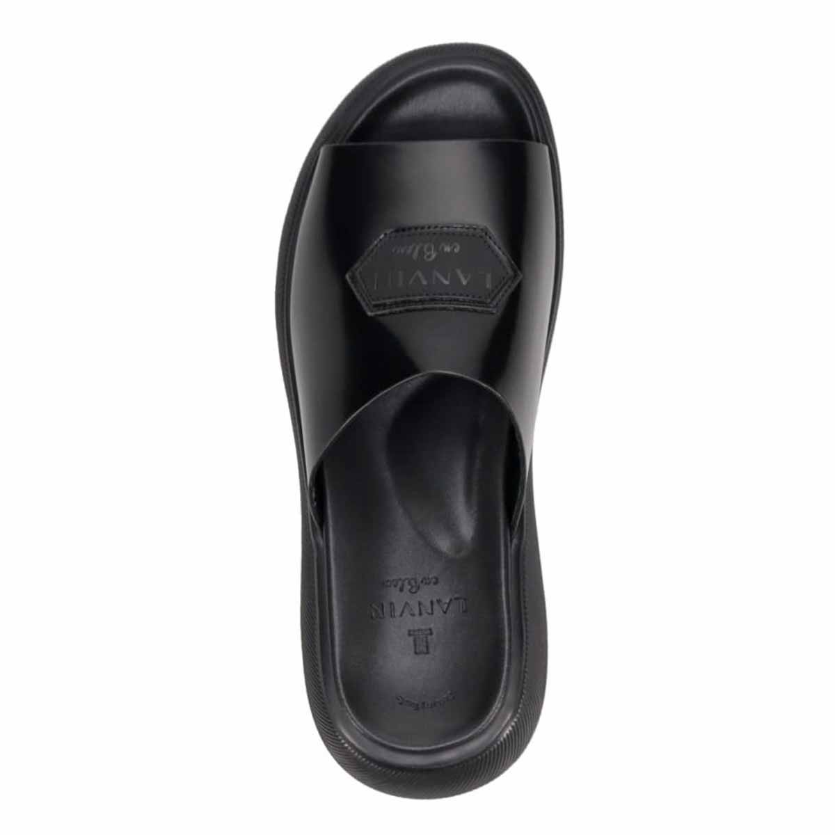 ランバンオンブルー LANVIN en Bleu 「リカバリーインソール」搭載で指圧効果により血行を115％促進。レザースライドサンダル　LB3511XR BLACK M
