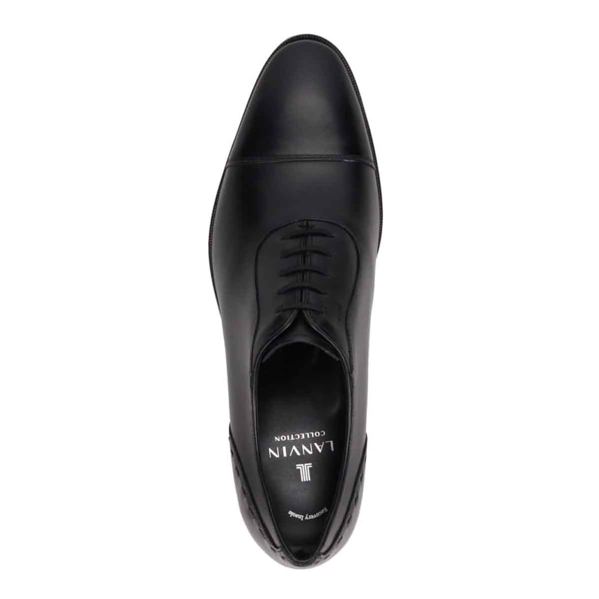 ランバンコレクション LANVIN COLLECTION 「Recovery Shiatsu Insole」搭載で指圧効果により血行をよくする。 軽量設計　内羽根ストレートチップドレスシューズ　LV1019XR BLACK 25.0