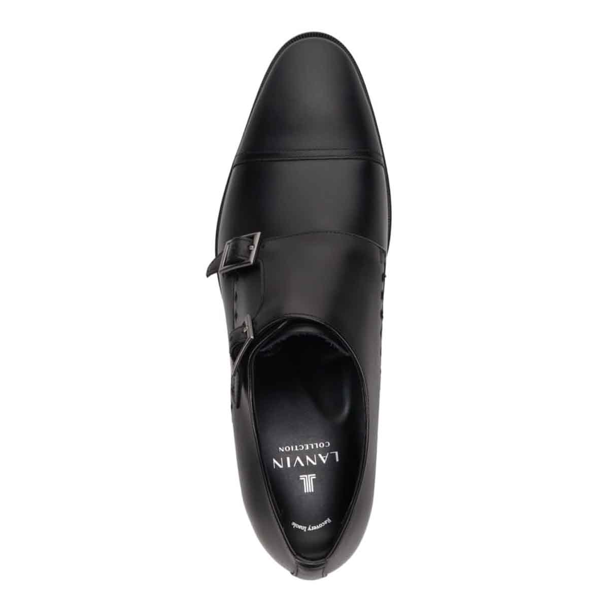 ランバンコレクション LANVIN COLLECTION 「Recovery Shiatsu Insole」搭載で指圧効果により血行をよくする。ダブルモンクストラップドレスシューズ　LV1021XR BLACK 25.0