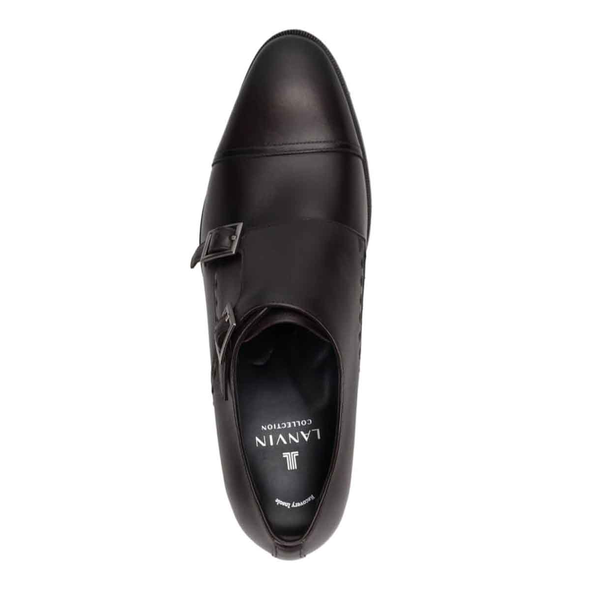 ランバンコレクション LANVIN COLLECTION 「Recovery Shiatsu Insole」搭載で指圧効果により血行をよくする。ダブルモンクストラップドレスシューズ　LV1021XR D-BROWN 25.0
