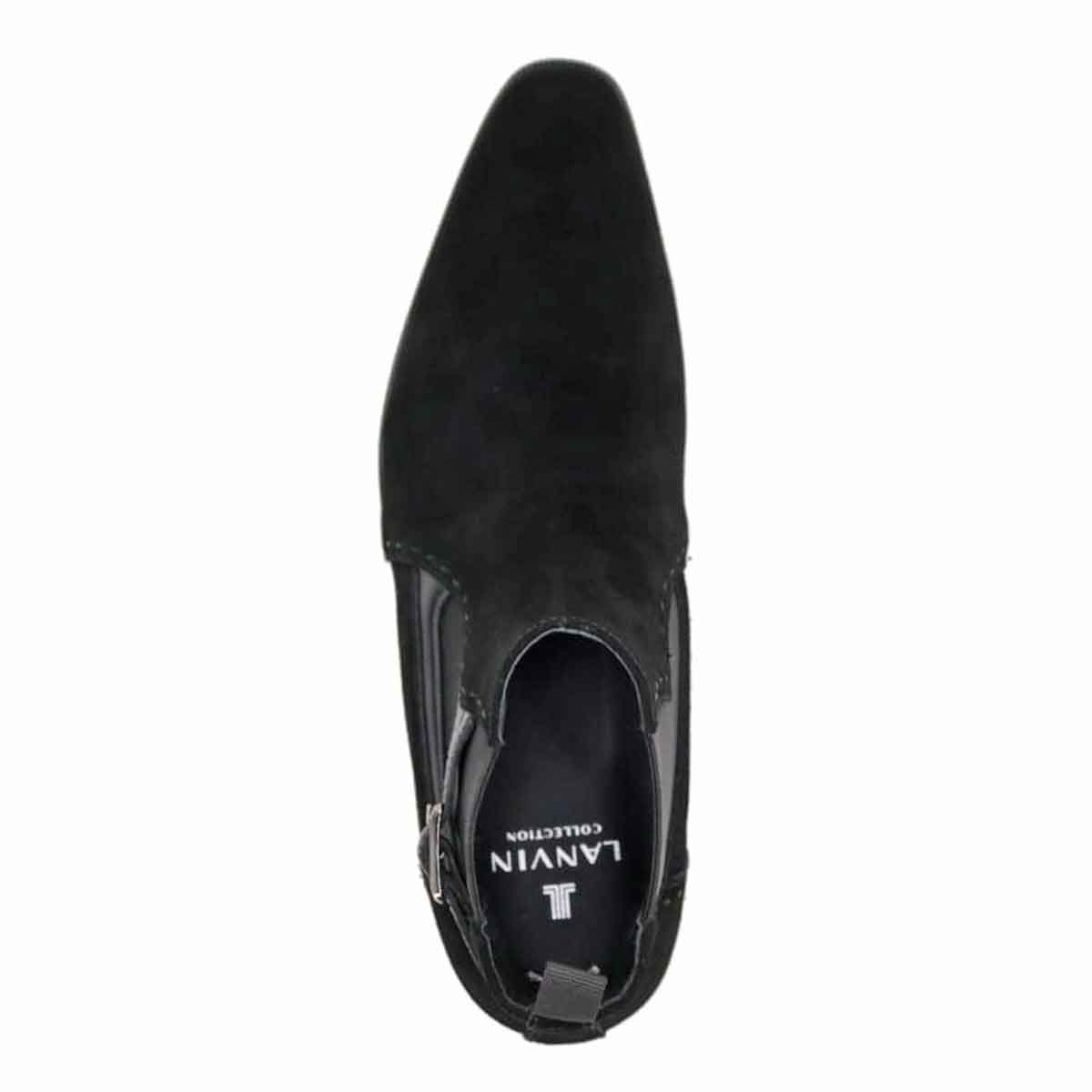 ランバンコレクション LANVIN COLLECTION 「Recovery Shiatsu Insole」搭載で指圧効果により血行をよくする。本革サイドゴアブーツ　LV1022XR BLACK-SILKY 25
